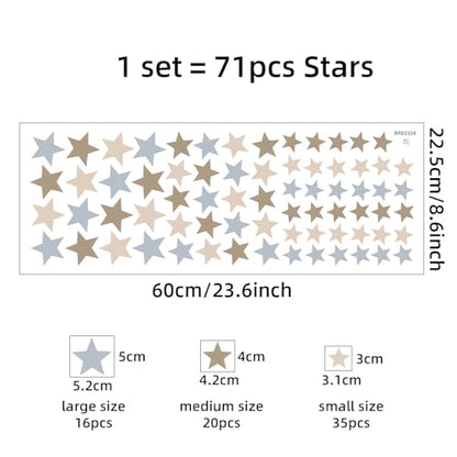 Gray Brown Stars Wall Stickers, sacinora DIY Polka Dot Art Wall Decals Removable Vinyl Peel and Stick for Nursery Kids Baby Closet Refrigerator Living Room Children's Room Bedroom Decorations