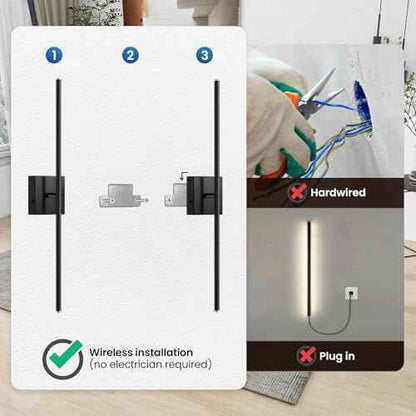 Battery Operated Wall Sconces Set of 2, Rechargeable Wall Lights Wireless Sconces with Touch and Remote, 2500K-6500K Dimmable Wall Lights for Bedroom, Night Light, 350¡ÆRotation,28 Inch (2 Pack)