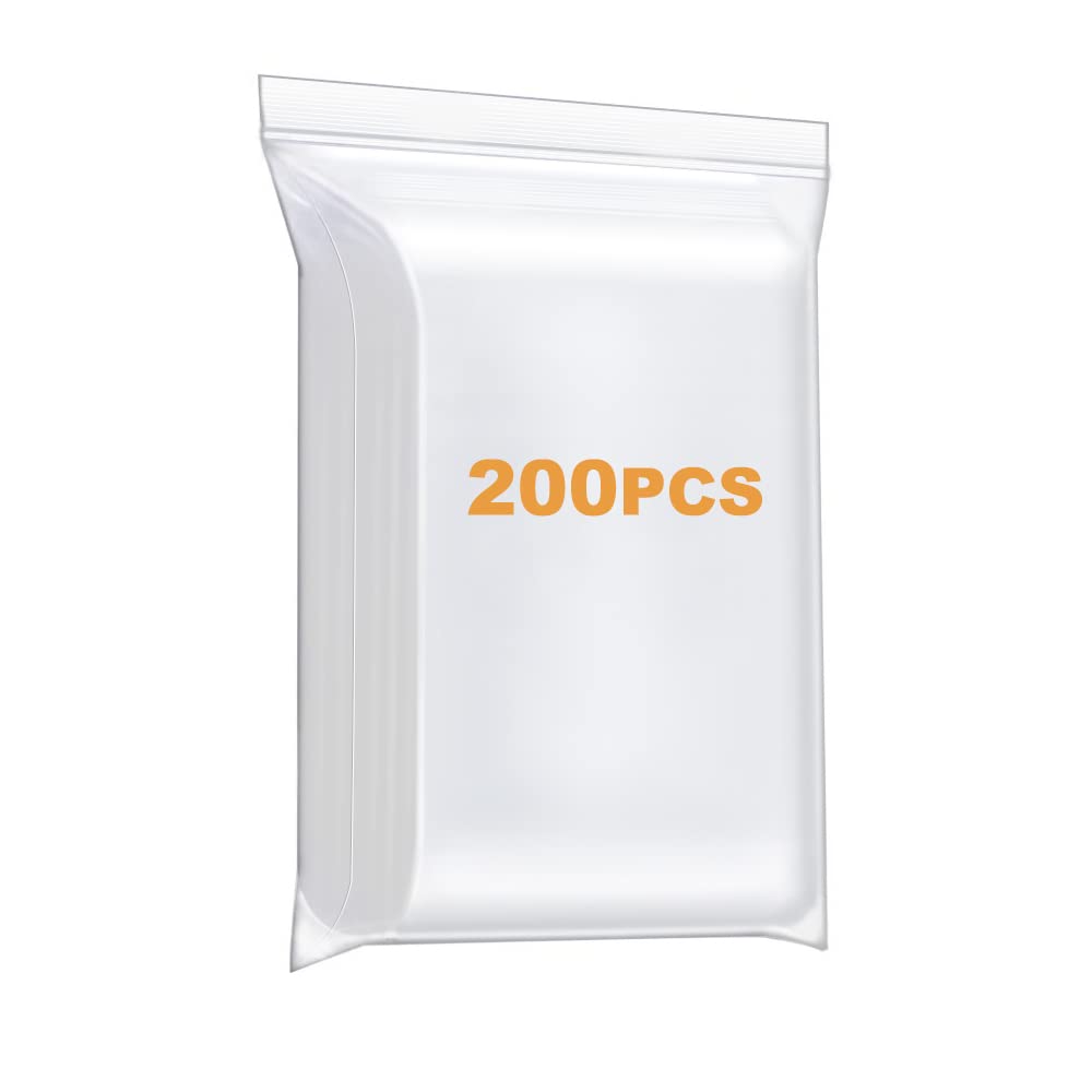 Foopama 200 PCS 4" x 6" Thick Clear Zip Poly Lock Plastic Bags Seal Reclosable Zip Bag Durable 2.4 Mil Photo Cards Snacks Seeds Zipper Bags
