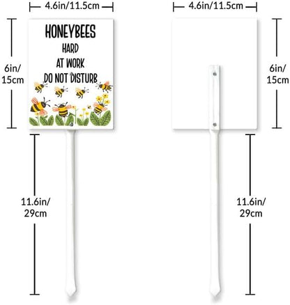 Uptell Honeybees Hard At Work Do Not Disturb Yard Signs with Stakes Aluminum Sign for House/Front Door and Business Outdoor Decoration 7x8.8 Inch