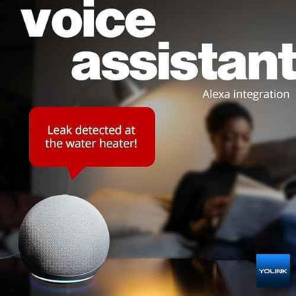 YoLink Smart Home Starter Kit: SpeakerHub & Water Leak Sensor 4 with 105dB Audio Alarm 1-Pack, SMS/Text, Email & Push Notifications, Freeze Warning, LoRa Up to 1/4 Mile Open-Air Range, w/Alexa, IFTTT