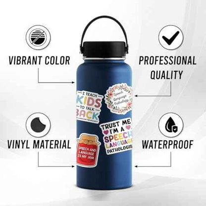 Pack 50 Pcs SLP Speech Language Pathology Stickers for Water Bottles Waterproof Laptop Luggage Helmet Computer Teens Adults Girls Aesthetic Funny Sticker Packs Small Vinyl Decals