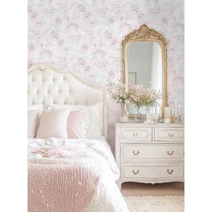 Dimoon 78.7"x17.3" Pink Wallpaper Floral Contact Paper Peel and Stick Wallpaper White Vintage French Country Renter Friendly Bathroom Boho Flower Removable Wall Paper Kitchen Self Adhesive Vinyl Roll