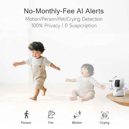 2.5K Indoor Camera 2pack, Non-Subscription AI Person/Pet/Cry Detection, 4MP Pet/Dog/Cat/Baby Camera w/Phone App, Pan Tilt 2.4GHz WiFi Cameras for Home Security, Night Vision, Full Duplex 2-Way Audio