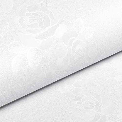 Livelynine White Wallpaper Peel and Stick Floral Texture White Contact Paper for Cabinets Removable Vinyl Kitchen Cabinet Covering Paintable Textured Wallpaper for Walls Bathroom Ceiling 15.8x78.8"