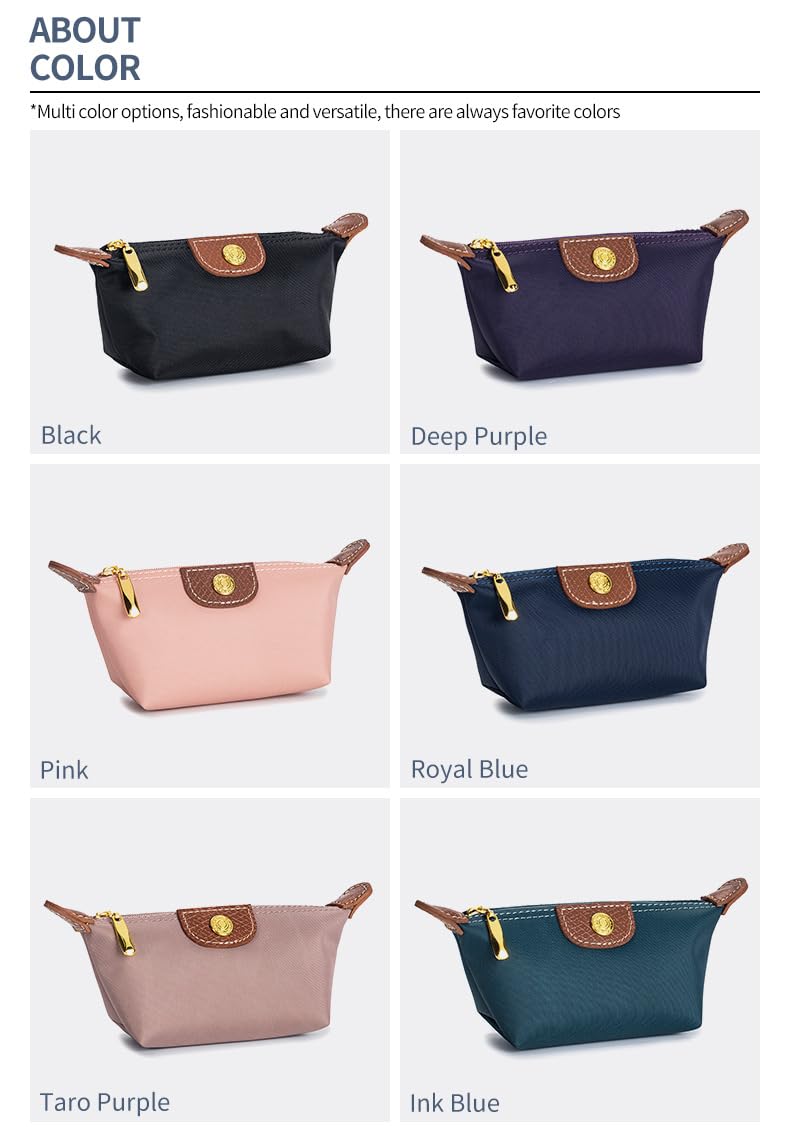 Womens Unique Change Purse Vintage Nylon Zip Coin Wallet Mini Bag (Apricot)