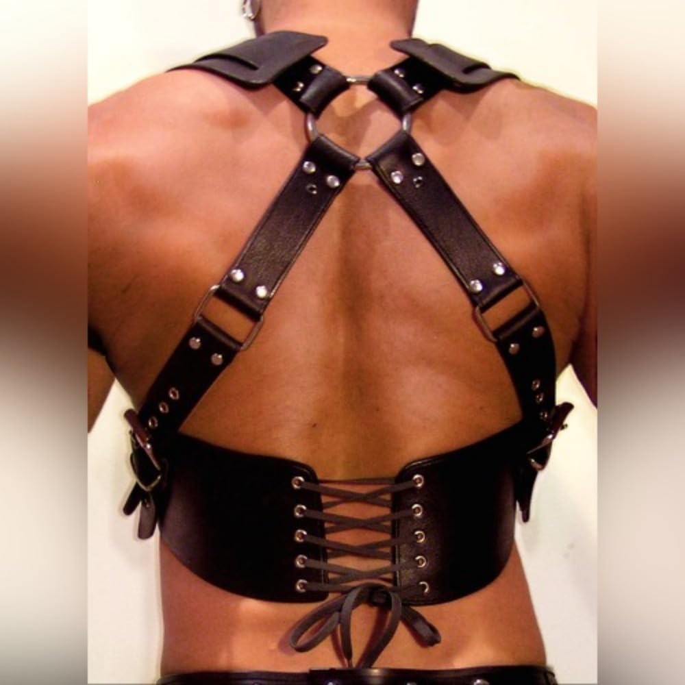Men's Body Chest Harness Belt Strap with Waistband Adjustable PU Leather Gothic Punk Bondage Belt BDSM SM Cosplay Costume Bar Nightclub Fetish Clubwear Party Club Masquerade