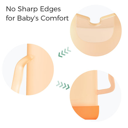 Momcozy Squeeze Pouch Holder for Food Pouches and Drink Boxes, Baby Pouch Holder Allows Baby to Self-feed and Avoid Messes, Baby Food Pouch Holder Handle is Easy to Grip, Comfortable, Violet&Orange