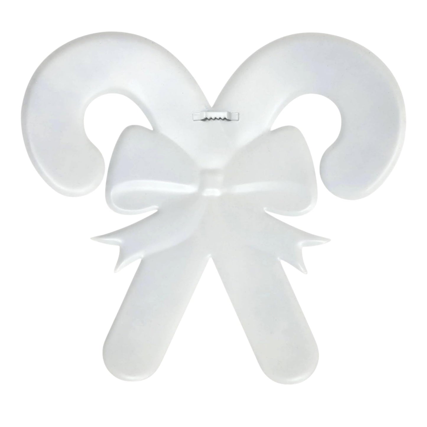 Embossed Metal Candy Cane Sign with Bow For Christmas Wreaths, Tree Toppers, Center Pieces, Floral Arrangements, Decorations, and Crafts (Light Pink, Red, White, 13" L x 12" H)