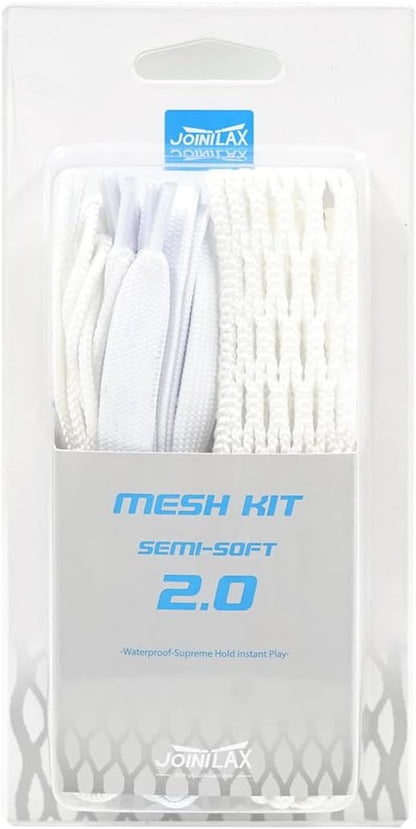 Lacrosse 2.0 Semi-Soft Complete Kit | Premium Lacrosse Mesh & Strings - White