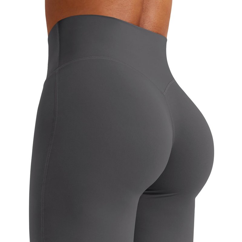 YEOREO Workout Leggings Womens No Front Seam Straight Leggings 29" High Waist Buttery Eddiy Gym Yoga Pants Dark Gray M