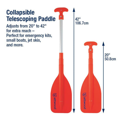 Attwood 20-inch to 42-inch Emergency Telescoping Paddle for Boating, Lightweight & Durable, High Visibility Orange, 11828-1
