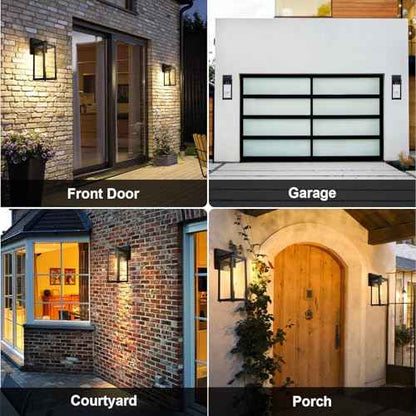 Outdoor Porch Lights Sconce: Waterproof & Stylish Exterior Lighting Fixtures, Black Wall Light with E26 Socket and Glass Shade, Modern Outdoor Lanterns for Patio & Front Door (2 Pack)