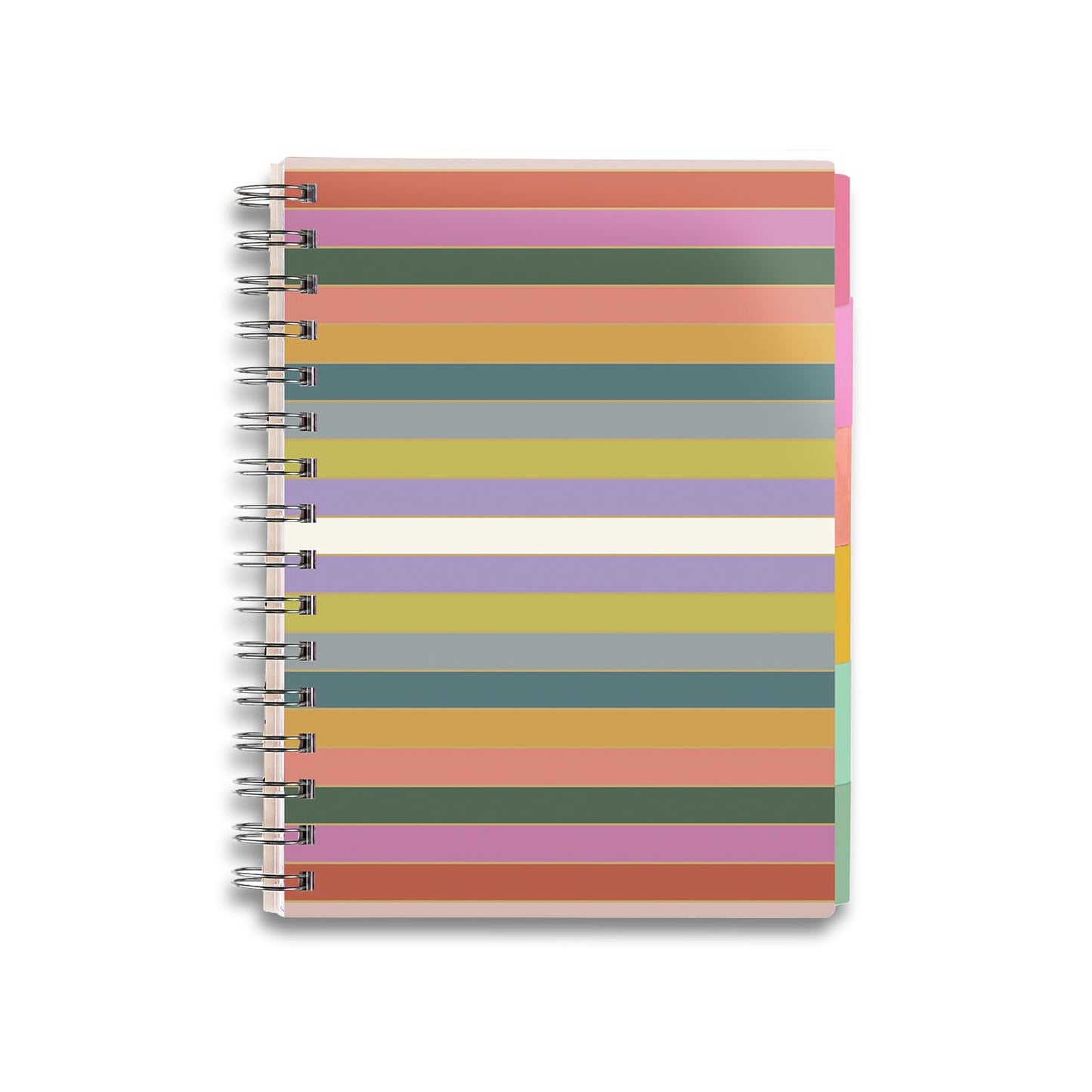Inspired by Erin Condren A5 Undated Planner, Spiral Bound Daily & Weekly Planner with Monthly Tabs, Portable Organizer for Productivity, Goal Setting, Includes Sticker Sheets, Colorful Stripes Design
