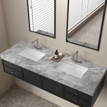 JSEVEM 16"¡¿118" Thick Grey White Cloud Pattern Marble Wallpaper Peel and Stick Vinyl Gray White Marble Contact Paper for Cabinet Waterproof Glossy Granite Wall Sticker for Walls Table Desk Countertops