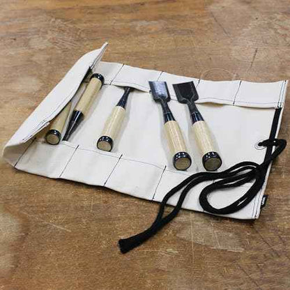 KAKURI Chisel Roll Up Pouch, Heavy-Duty Canvas, 12 Pockets Tool Roll Bag Carrying Case, Made in JAPAN