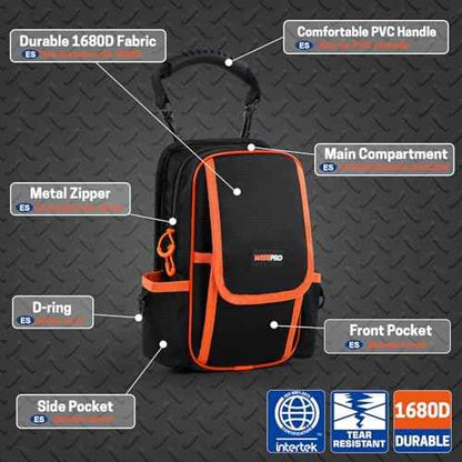 Zippered Electricians Tool Pouch, 1680D Technician Tool Bag with Handle, Zippered Electrician's Tool Pouch for Electrician, Carpenter, Mechanical