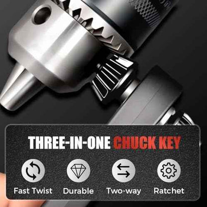 3 in 1 Drill Chuck Ratchet Wrench, Drill Press Chuck Key, Replacement Tool for Electric Drills & Power Tools with Extended Arm for Added Torque (All Size)