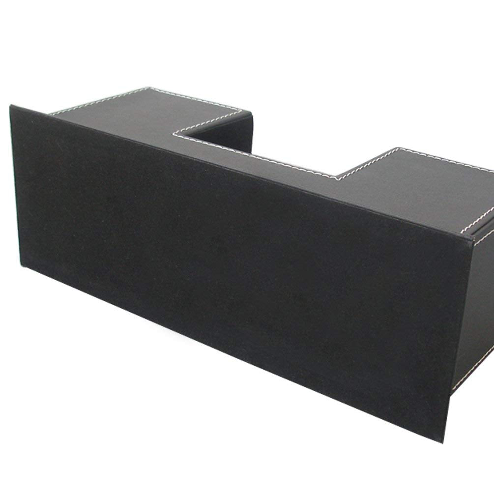 KINGFOM Office Supplies Desk Organizer PU Leather Storage Box 4 Divided Compartments for Pen Business Card Remote Control Mobile Phone Cosmetics Collection Holder (Black)