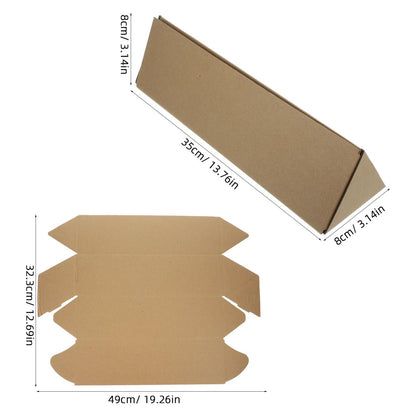 TOPPERFUN 10Pcs Triangle Carton Long Cardboard Box, 3x3x14in Kraft Paper Storage Box, Express Packaging Carton Red Wine Long Strip Packaging Tube for Mailing Blueprints Artworks Crafts Poster Tube