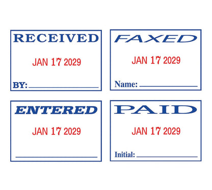 2000 Plus® Self-Inking Date and 4 Phrase Stamp, Blue/Red