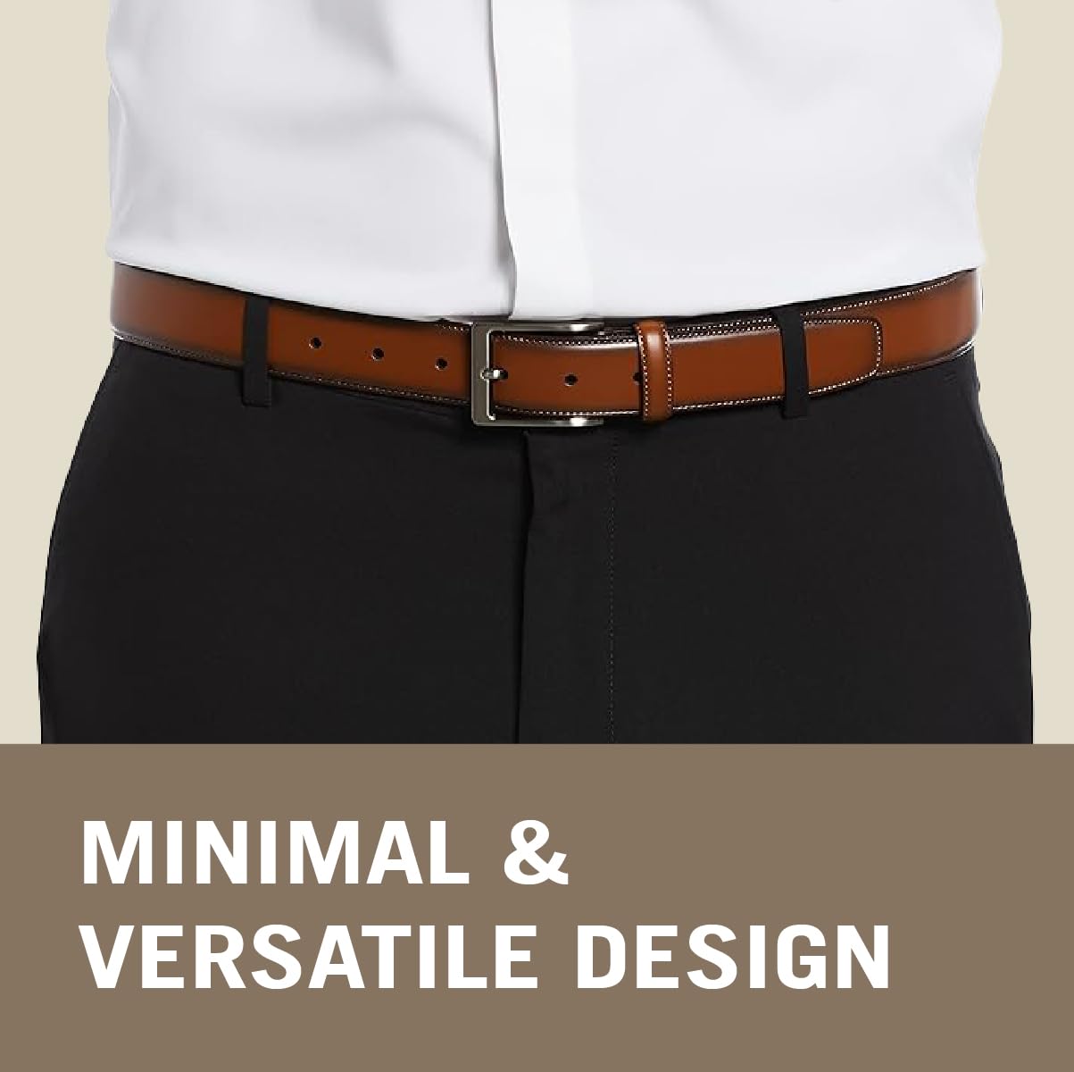 Perry Ellis Men's Portfolio Amigo Faux Leather Dress Belt with Genuine Leather Lining (Available in Big & Tall), Black, 30