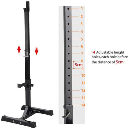 Yaheetech Pair of Adjustable Squat Rack Standard 44-70 Inch Barbell Rack, Solid Steel Squat Stands Bench Press Storage Home Gym Portable Dumbbell Stands