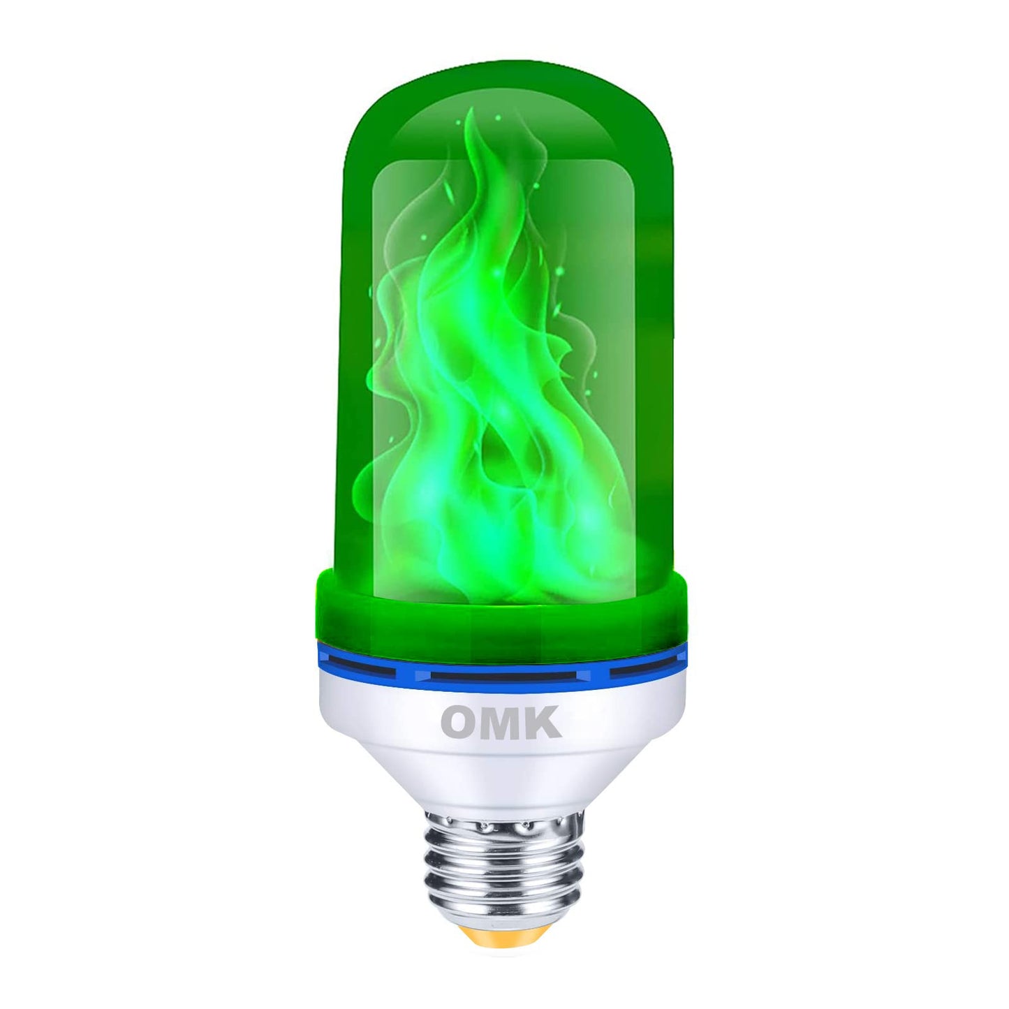 OMK Green Led Flame Light Bulb LED Christmas Decorations Fire Light Bulbs - Upgraded Halloween Bars Porch Light Bulb Flickering Fire LED Lamps for Indoor/Outdoor/Holiday Decoration Gifts