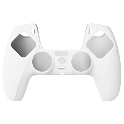 PlayVital White Pure Series Anti-Slip Silicone Cover Skin for ps5 Controller, Soft Rubber Case for ps5 Wireless Controller with White Thumb Grip Caps