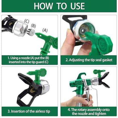 7 Pcs Airless Sprayer High Pressure Tips Reversible Spray Nozzle Tips with 2pcs Tip Guards for Airless Paint Spray Guns (109, 211,315, 417, 515, 517, 623)