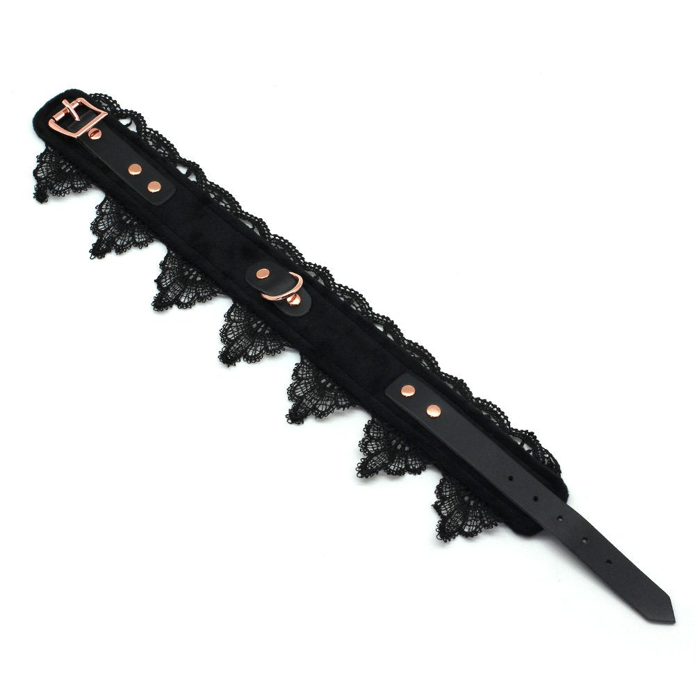 Leather Choker Collar Black Lace Chokers Set for Men Women Girls