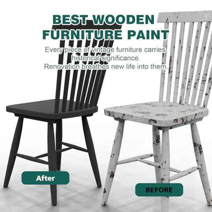 Black Wood Furniture Paint 7.1oz - Water-based & Low Odor All-in-One No Sanding - Cabinet Paint - Matte Finish Indoor Outdoor Liquid Wood for Cabinets, Doors, Tables and Dressers