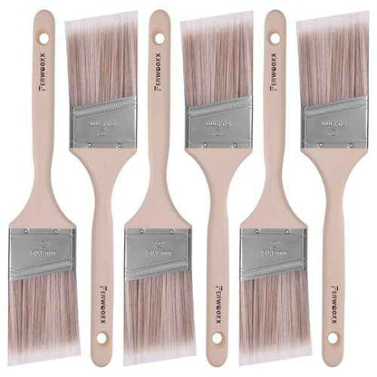 Paint Brush, 2IN Stain Brushes for Painting Walls House Touch-Ups,Furnitures and Fence Staining, Wooden Handle Masonry Paintbrush(6 Packs)
