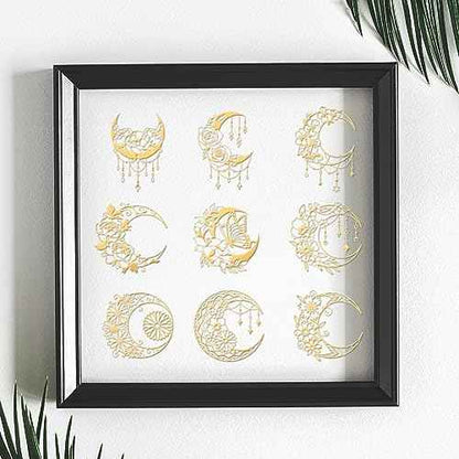 OLYCRAFT 9pcs 1.6x1.6 Inch Gold Metal Stickers Moon Butterfly Metal Stickers Self Adhesive Golden Sticker Mandala Flower Decals for Scrapbooks DIY Resin Crafts Phone Water Bottle Decor