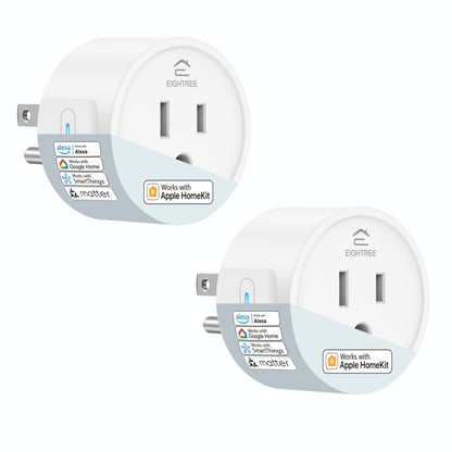 EIGHTREE Matter Smart Plug 𝗛𝗼𝗺𝗲𝗸𝗶𝘁 𝗦𝘂𝗽𝗽𝗼𝗿𝘁𝗲𝗱 𝗛𝘂𝗯 𝗥𝗲𝗾𝘂𝗶𝗿𝗲𝗱, Smart Plugs That Compatible with Alexa & Google Home, WiFi Plug w/Remote Control, Timer & Schedule 2.4GHz Wi-Fi