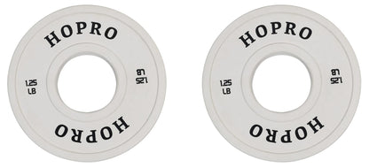 HoPro Olympic Fractional Plates Change Plates Pair of Each 1/4, 1/2, 3/4, 1, 1.25, 2.5 and 5LB Weights, White (HP-C125P)