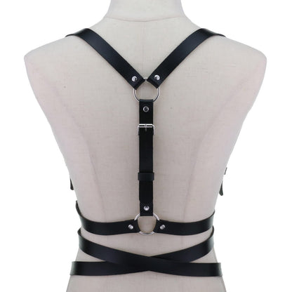 eYLun Women Leather Harness Punk Body Waist Belt - Adjustable Red