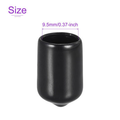 DMiotech 20 Pack 3/8" ID Black Screw Thread Protectors Rubber End Caps Bolt Covers for Screw Bolt Furniture Pipe