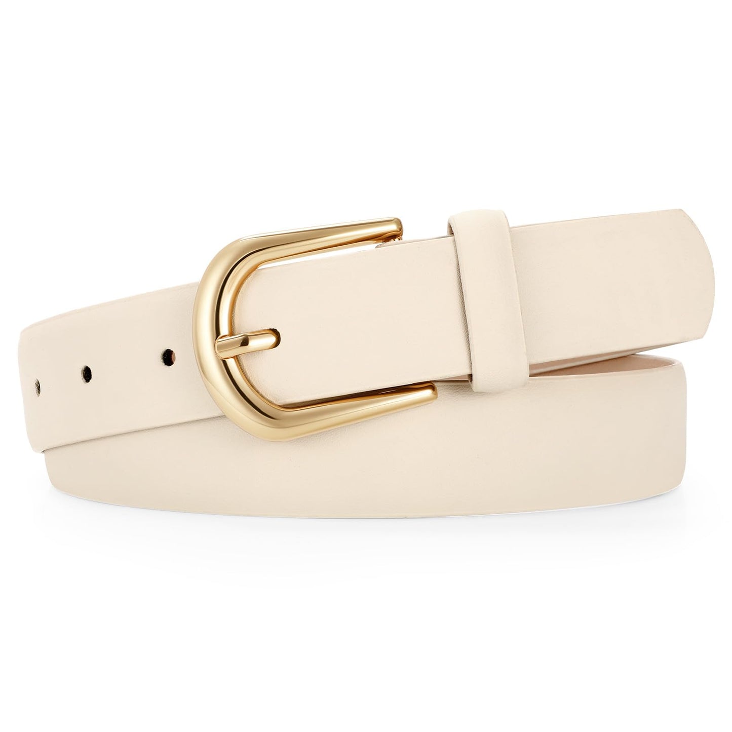 JASGOOD Beige Belt for Women Jeans Pants Dresses with Gold Buckle Fashion Ladies Waist Belt