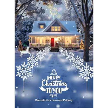 Brightown Snowflake Lights Outdoor, 10 Large Snowflake Christmas Pathway Lights, Christmas Decorations Outside Yard Sidewalk Walkway Driveway Marker Garden Lawn Stakes with LED Lights, White