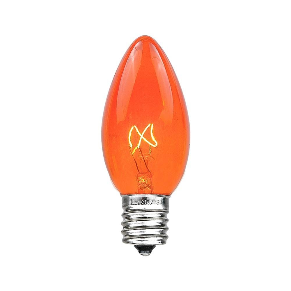 Novelty Lights Incandescent Christmas Replacement Bulbs - Indoor/Outdoor Individual Bulbs for Christmas Tree, Display, & More - C9/E17 Intermediate Base, 7 Watt Lights (Orange, 25 Pack)