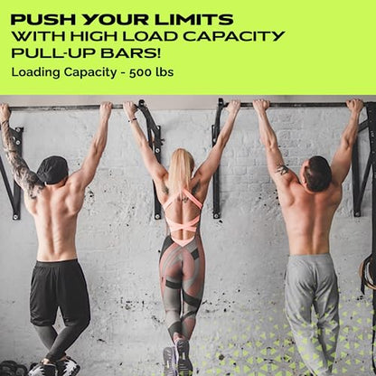 Rage Fitness Heavy-Duty Wall Mounted Pull Up Bar - 500 lbs Weight Capacity | Maintain Upper Body Strength & Core Stability | Space Efficient Steel Chin Up Black Bar for Home & Gym Versatile Workouts