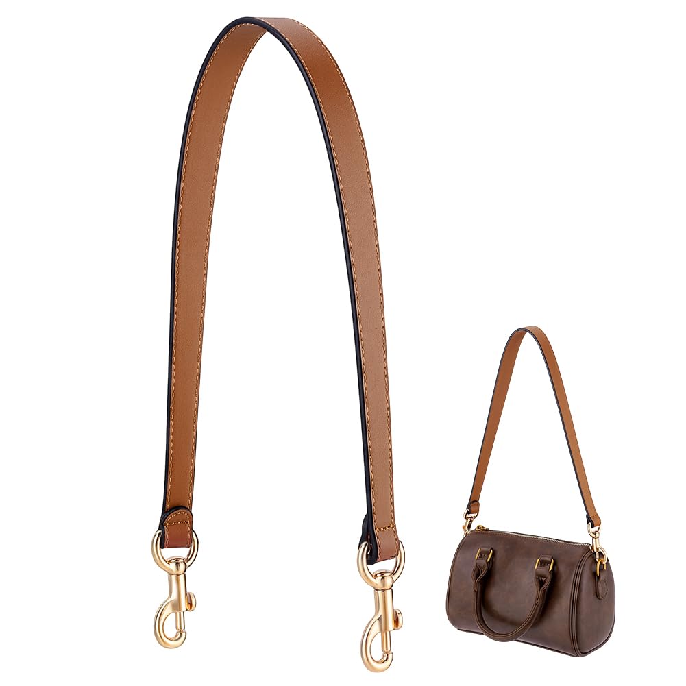 PH PandaHall 25.7 Inch Genuine Leather Purse Strap, 1 Inch Wide Bag Strap Puse Handle Bag Handles Replacement with Golden Buckles for DIY Handbag Underarm Bags Shoulder Bags, Coffee Color