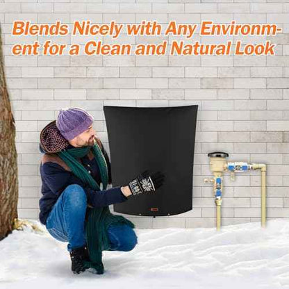 Backflow Preventer Pipe Insulation Cover (5¡ÆF) - Irrigation Sprinkler Valve Insulated Pouch - Water Well Pump Cover - Sturdy 5 Layers for Winter Freeze Protection, 24" W x 36" H, Black