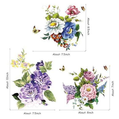 3 Pcs Flowers Wall Stickers Wall Decals Peel and Stick for Room Decorations Living Room Bedroom