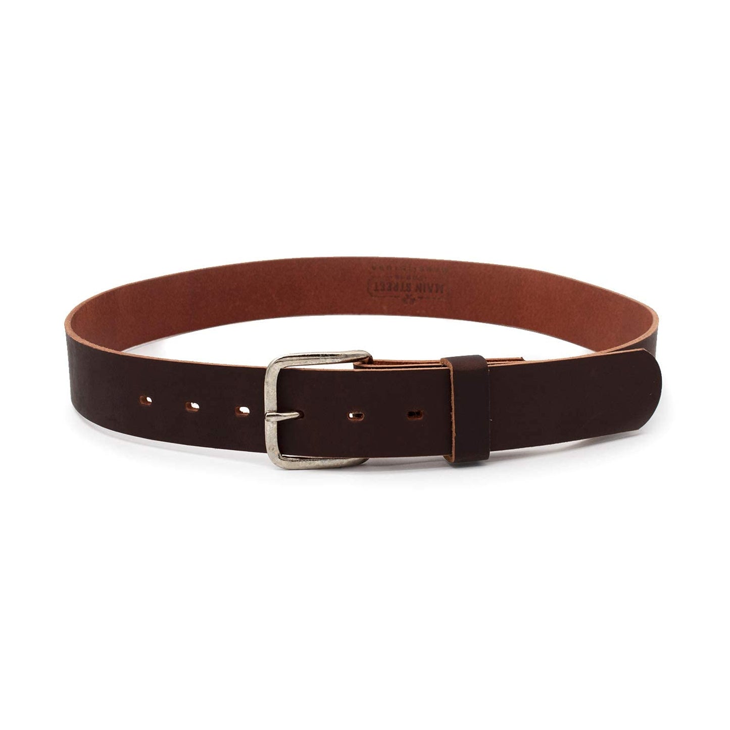 Main Street Forge Journeyman Leather Belt | Made in USA | Brown w/Silver Buckle | Size 34