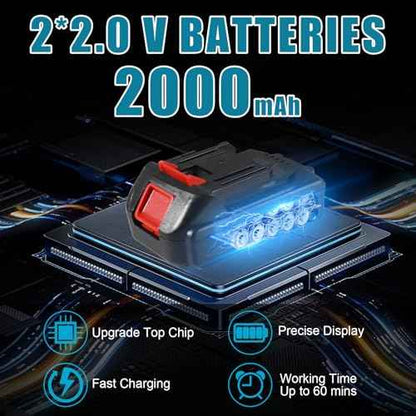 3/8'' Cordless Ratchet Wrench, 60FT-LBS (80N.m) Electric Ratchet with 21V 2 X 2.0Ah Battery, 400 RPM Chargeable Power Ratchet Driver Set with 8 Sockets,1/4 Adaptor, 3" Extension Bar