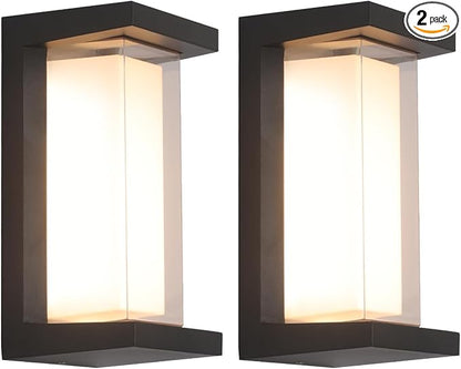 24W Porch Lights Outdoor 2160LM Modern Exterior Lights Fixtures 3CCT 3000K/4000K/6000K Black Outdoor Wall Lights LED Wall Mount Sconce for Garage Front Door Porch Hallway Doorway 2 Pack