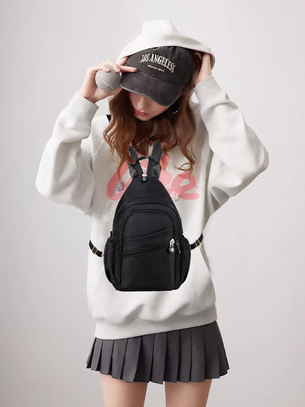 Xsecnua Small Crossbody Sling Bag for Women, Mini Backpack Crossbody Bag Convertible, Chest Bags for Hiking Daypack
