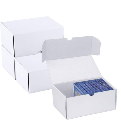 XRACV Toploader Trading Card Storage Box, 4-Pack 100 Count White Corrugated Cardboard Bulk Sports Top Loaders Storage Box for TCG/Magic/Mtg Basketball Cards, Collectible Trading Card Organizer